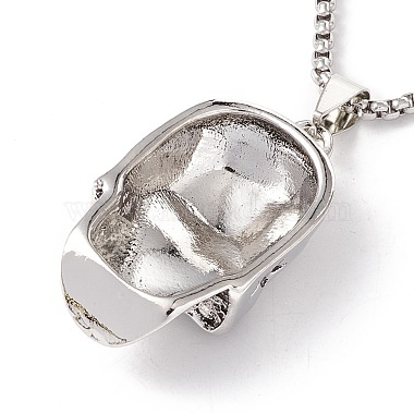 Alloy Skull with Star Pendant Necklace with 201 Stainless Steel Box Chains(NJEW-E016-11AS)-3