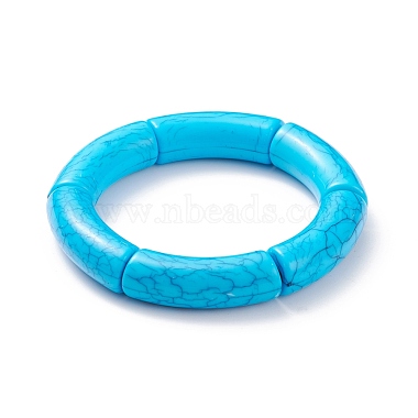 11 pièces 11 couleurs imitation pierres précieuses acrylique tube incurvé gros bracelets extensibles ensemble pour les femmes(BJEW-JB08136)-4