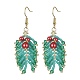 MIYUKI Rocailles & Glass Pearl Beaded Leaf Dangle Earrings(EJEW-MZ00091)-1