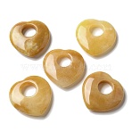 Natural Topaz Jade Hollow Pendants, Heart Charms, 39~40x39.5~40x9.5~10mm, Hole: 13.5~14mm(G-C167-06B)