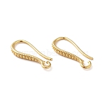 Brass Earring Hooks, Ear Wire, with Horizontal Loops, Real 18K Gold Plated, Cadmium Free & Nickel Free & Lead Free, 16.5x7.5x2mm, Hole: 1.6mm, 22 Gauge, Pin: 0.6mm(ZIRC-Q201-08G)