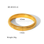 304 Stainless Steel Stretch Bangles, Snake Bangles for Women, Real 18K Gold Plated, 1/2 inch(1.2cm), Inner Diameter: 2-1/2 inch(6.2cm)(FS-WG92846-03)