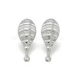 Non-Tarnish 304 Stainless Steel Stud Earring Findings, with Loop, Stainless Steel Color, 21.5x9mm, Hole: 1.4mm, Pin: 0.8mm(X-STAS-Q225-09A)