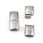 Tarnish Resistant Smooth 304 Stainless Steel Magnetic Clasps with Glue-in Ends, Rectangle, Stainless Steel Color, 24x12mm, Hole: 10x5mm(STAS-E055-10)