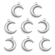 201 Stainless Steel Pendants, Moon, Stainless Steel Color, 23x17.5x3mm, Hole: 2mm(STAS-Q243-LM176)