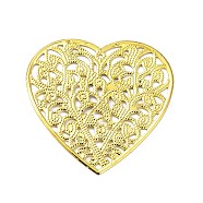 Rack Plating Iron Filigree Pendants, Heart Charm, Golden, 46x45.5x0.6mm, Hole: 1.4mm(IFIN-Q134-04G)