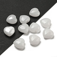 Natural White Jade Beads, Half Drilled, Heart, 15.5x15.5x8mm, Hole: 1mm(G-P531-A41-01)