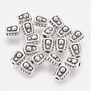 Tibetan Style Alloy Beads, Lead Free & Nickel Free & Cadmium Free, Trapezoid, Antique Silver Color, 6x5x4mm, Hole: 1mm(LF0332Y-NF)
