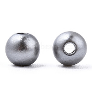 Spray Painted ABS Plastic Imitation Pearl Beads, Round, Silver, 6x5.5mm, Hole: 1.8mm, about 4540 pcs/500g(OACR-T015-05A-02)
