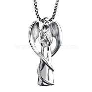 Angel Urn Ashes Pendant Necklace, 316L Stainless Steel Memorial Jewelry for Men Women, Silver, 23.62 inch(60cm)(BOTT-PW0001-030S)