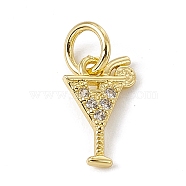 Brass Micro Pave Cubic Zirconia Charms, with Jump Rings, Cocktail Drink Charms, Real 18K Gold Plated, 10.5x7x1mm, Hole: 3.4mm(X-ZIRC-F132-15G)