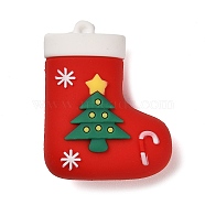 Christmas PVC Plastic Pendants, Christmas Socking, 44x35x19mm, Hole: 2mm(KY-D018-01B)