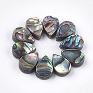 Abalone Shell/Paua Shell Beads, teardrop, Green, 12x8x3.5~4mm, Hole: 1mm(SSHEL-T008-08)