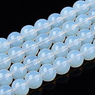 Transparent Glass Beads Strands, Round, Creamy White, 8~8.5mm, Hole: 1.5mm, about 51~53pcs/strand, 14.96 inch~15.55 inch(38~39.7cm)(GLAA-T032-T8mm-14)