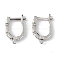 Brass Hollow Out Rectangle Hoop Earring Findings, Latch Back, Lead Free & Cadmium Free, Platinum, 18.5x12x3mm, Hole: 1.2mm, Pin: 1mm(ZIRC-L097-058P)