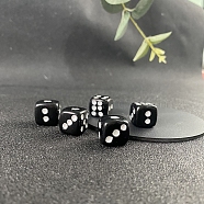 Natural Black Obsidian Classical 6-sided Dice, Reiki Energy Stone Toy, Cube, 15x15x15mm(DJEW-PW0009-019D)