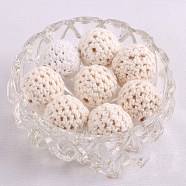 Handmade Woolen Macrame Wooden Pom Pom Ball Beads, for Baby Teether Jewelry Beads DIY Necklace Bracelet, Old Lace, 16mm(MAKN-PW0001-047A)