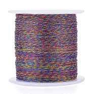 Polyester Braided Metallic Thread, for DIY Braided Bracelets Making and Embroidery, Colorful, 0.4mm, 6-Ply, about 54.68 yards(50m)/roll(OCOR-I007-B-08)