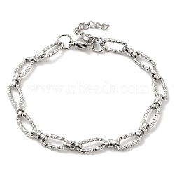 304 Stainless Steel Faceted Oval Link Chain Bracelet, Stainless Steel Color, 8-5/8 inch(21.8cm)(BJEW-K226-13P)
