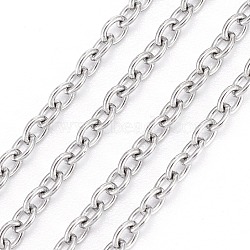 304 Stainless Steel Cable Chains, Soldered, Oval, Stainless Steel Color, 2.5x2x0.5mm(X-CHS-F006-02C-P)