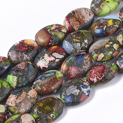 Synthetic Imperial Jasper Beads Strands, Dyed, Oval, Colorful, 14x10x5mm, Hole: 1.2mm, about 28~30pcs/strand, 15.74 inch(40cm)(G-S366-020)