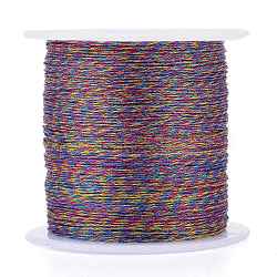 Polyester Braided Metallic Thread, for DIY Braided Bracelets Making and Embroidery, Colorful, 0.4mm, 6-Ply, about 54.68 yards(50m)/roll(OCOR-I007-B-08)