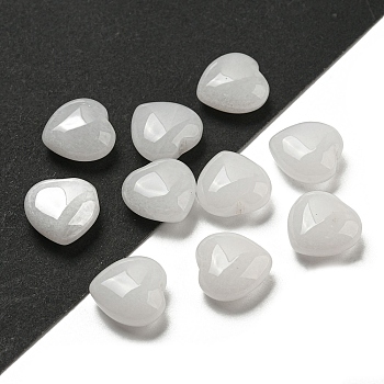 Natural White Jade Beads, Half Drilled, Heart, 15.5x15.5x8mm, Hole: 1mm