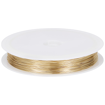 Eco-Friendly Copper Wire, Round Copper Beading Wire for Jewelry Making, Long-Lasting Plated, Real 14K Gold Plated, 0.3mm, about 164.04 Feet(50m)/Roll