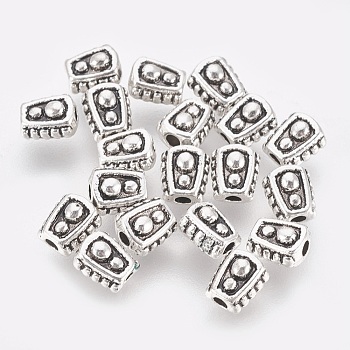Tibetan Style Alloy Beads, Lead Free & Nickel Free & Cadmium Free, Trapezoid, Antique Silver Color, 6x5x4mm, Hole: 1mm