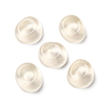 Translucent Resin Cabochons, Irregular Oval, Floral White, 14x16x7mm