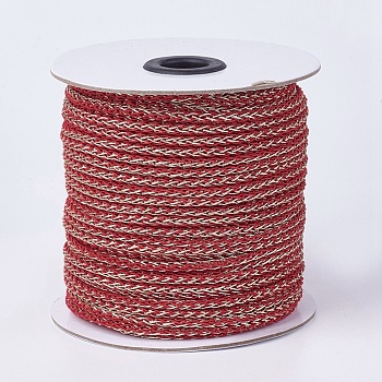 Resin and Polyester Braided Cord, Metallic Cord, Red, 5x4mm, about 50yards/roll