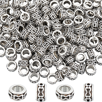 200Pcs Tibetan Style Alloy Beads, Large Hole Beads, Rondelle, Antique Silver, 6x3.5mm