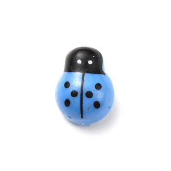 Plastic Cabochons, Ladybug, Light Sky Blue, 15x11.3x5.8mm