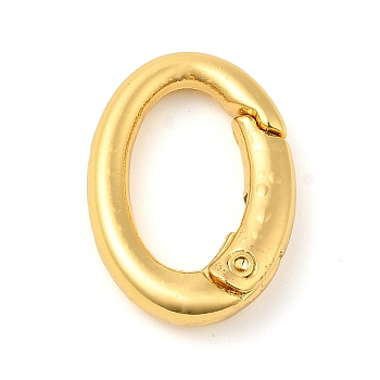 Rack Plating Brass Spring Gate Rings, Oval, Lead Free & Cadmium Free, Long-Lasting Plated, Real 18K Gold Plated, 22x15x5mm