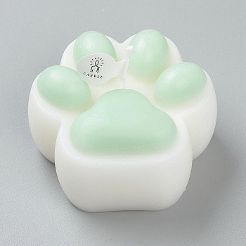 Cat Paw Shaped Aromatherapy Smokeless Candles, with Box, for Wedding, Party, Votives, Oil Burners and Christmas Decorations, Aquamarine, 6.4x6.8x4cm