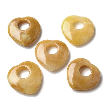 Natural Topaz Jade Hollow Pendants, Heart Charms, 39~40x39.5~40x9.5~10mm, Hole: 13.5~14mm