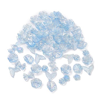 DIY Jewelry Making Finding Kit, Incluidng Transparent Acrylic Charms and Beads, AB Color, Mixed Shapes, Light Sky Blue, 11~21x12~27x3~7mm, Hole: 1~2mm, about 74pcs/50g