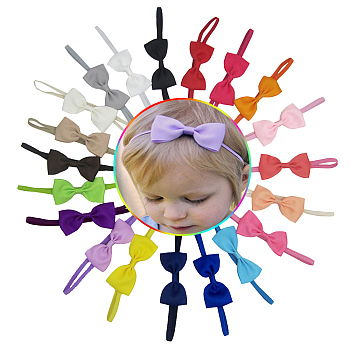 Elastic Baby Headbands for Girls, Hair Accessories, with Grosgrain Bowknot, Mixed Color, 13.39 inch~14.1 inch(34~36cm)