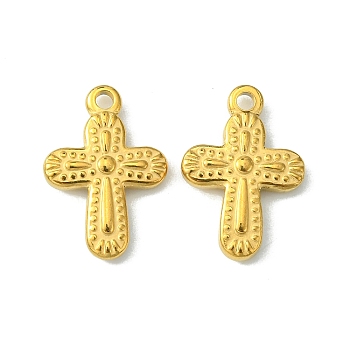 304 Stainless Steel Pendants, Cross Charms, Golden, 19x13x3mm, Hole: 1.8mm