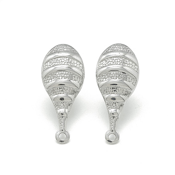 304 Stainless Steel Stud Earring Findings, with Loop, Stainless Steel Color, 21.5x9mm, Hole: 1.4mm, Pin: 0.8mm