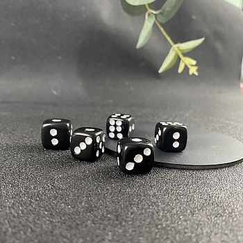 Natural Black Obsidian Classical 6-sided Dice, Reiki Energy Stone Toy, Cube, 15x15x15mm