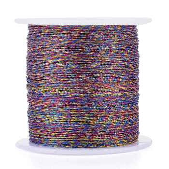 Polyester Braided Metallic Thread, for DIY Braided Bracelets Making and Embroidery, Colorful, 0.4mm, 6-Ply, about 54.68 yards(50m)/roll