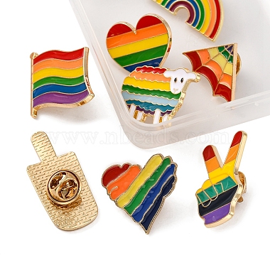 8Pcs 8 Style Rianbow Color Pride Flag Enamel Pins Set(JEWB-YW0001-01)-3