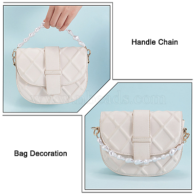 Elite ABS Imitation Pearl Nugget Beaded Bag Handles(FIND-PH0009-43)-3