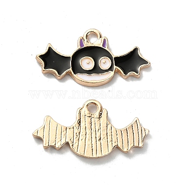 Light Gold Black Bat Alloy+Enamel Pendants