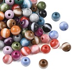 Opaque Acrylic Beads, Round, Two Tone, Mixed Color, 7.5~8x7mm, Hole: 1.8mm(OACR-Z036-03C)