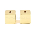 Brass Beads, Cube, Rack Plating, Long-Lasting Plated, Lead Free & Cadmium Free, Real 18K Gold Plated, 8x8x8mm, Hole: 2mm(KK-CBA78C7-15G)