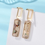 Shell Dangle Stud Earrings, with Brass Earring Findings, Rectangle, Golden, 41.5x9mm(EJEW-JE06948)