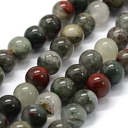 Natural African Bloodstone Beads Strands, Heliotrope Stone Beads, Round, 10mm, Hole: 1mm, about 38pcs/strand, 14.9 inches(38cm)(G-G763-08-10mm)
