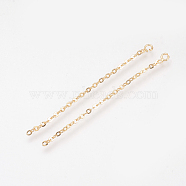 Brass Chain Extender, Nickel Free, Real 18K Gold Plated, 42x3mm, Hole: 1.5mm(KK-Q735-159G)